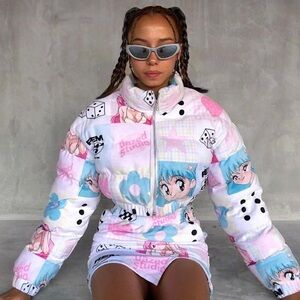 Dazed Studio Anime Print Puffer Jacket